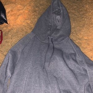 Grey cropped hoodie with elastic waist and sleeves. Size Large fits like medium.